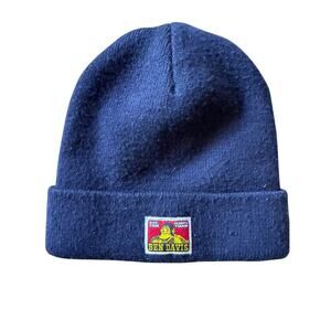 Ben Davis Navy Cuffed Knit Beanie Gorilla Logo Patch Workwear One Size
